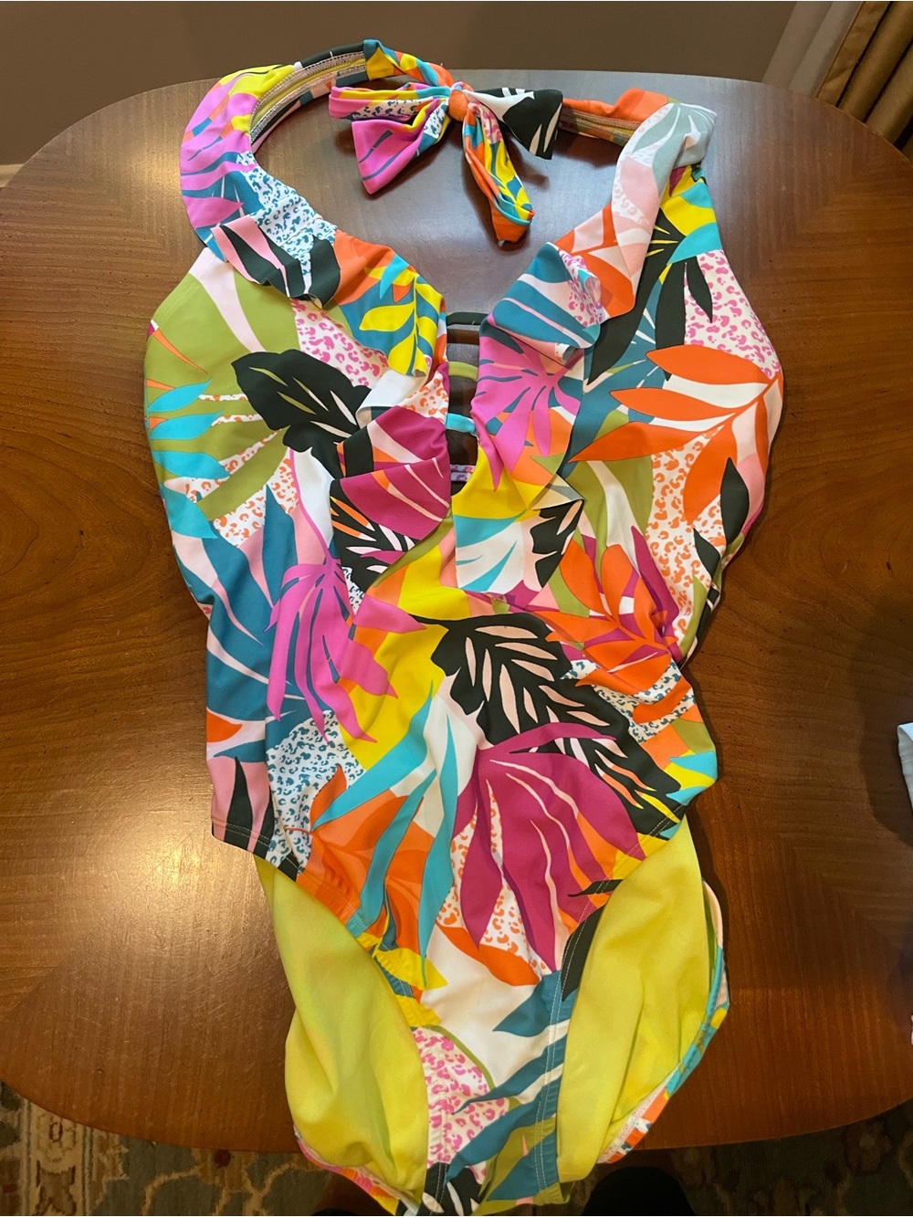 Fabulous! Bleu Rod Bright Tropical One-Piece Swimsuit - Multicolor Palm Print
